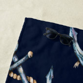 水彩いかりネイビーブルー ビーチタオル (インサイチュ)