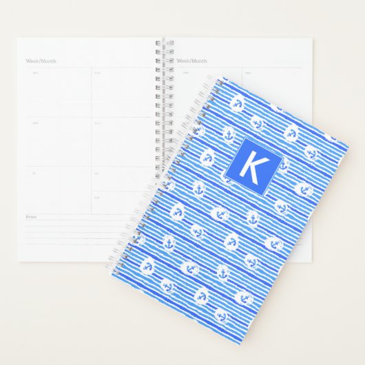 水彩いかりパターン |イニシャル プランナー手帳 (ディスプレー)