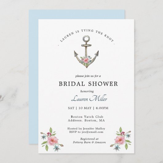 水彩いかりブライダルシャワー招待 案内状 (正面/裏面)