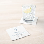 水彩いかりブルー航海のビーチベビーシャワー スクエアペーパーコースター (インサイチュ)