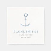 水彩いかりブルー航海のビーチベビーシャワー スタンダードカクテルナプキン (正面)