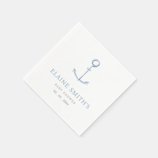 水彩いかりブルー航海のビーチベビーシャワー スタンダードカクテルナプキン (角)