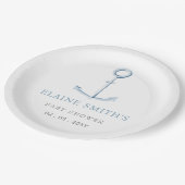 水彩いかりブルー航海のビーチベビーシャワー ペーパープレート (アングル)