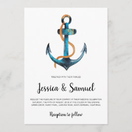 水彩いかりモダン航海の結婚の 招待状