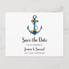 水彩いかり日付を保航海の存結婚する 案内ポストカード