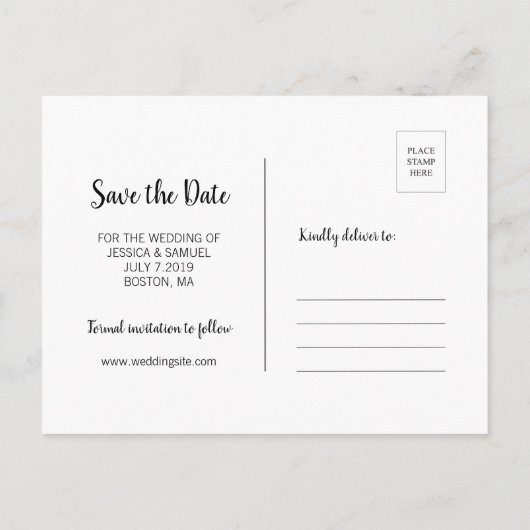 水彩いかり日付を保航海の存結婚する 案内ポストカード (裏面)