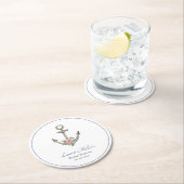 水彩いかり航海のブライダルシャワー ラウンドペーパーコースター (インサイチュ)