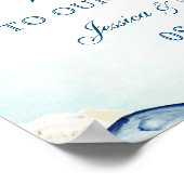 水彩いかり花ヒトデビーチ結婚式 ポスター (角)