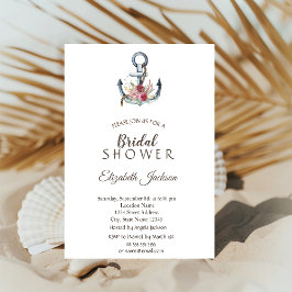 水彩いかり花航海のブライダルシャワー 招待状