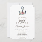 水彩いかり花航海のブライダルシャワー 招待状 (正面)