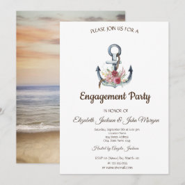 水彩いかり花航海の婚約 招待状