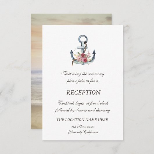 水彩いかり花航海の披露宴 招待状 (正面/裏面)