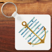 水彩いかり、沿岸ビーチ休暇レンタル キーホルダー (正面)