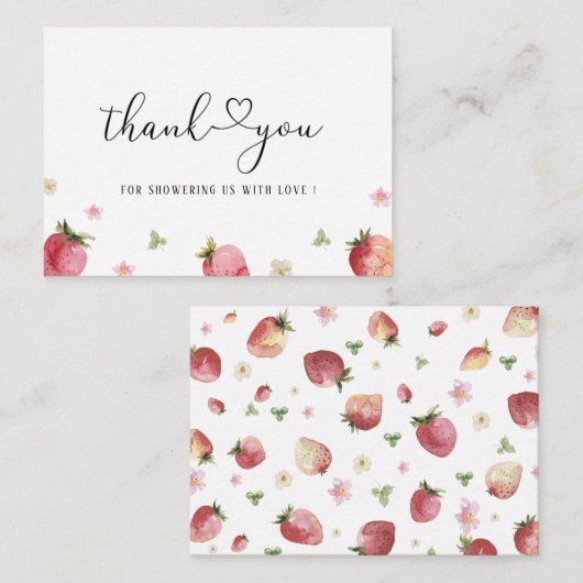 水彩いちごエレガントベリースウィートベビーショウ ノートカード (正面/裏面)