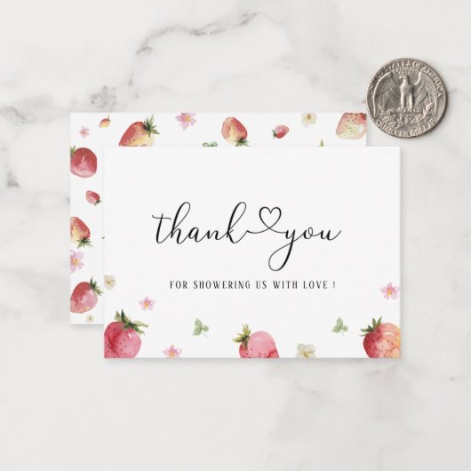 水彩いちごエレガントベリースウィートベビーショウ ノートカード (正面/裏面インサイチュ)