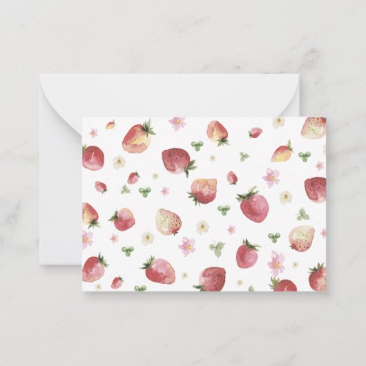 水彩いちごエレガントベリースウィートベビーショウ ノートカード (裏面)