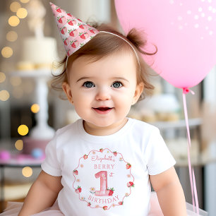 水彩いちごベリー第1パーティー パーティーハット
