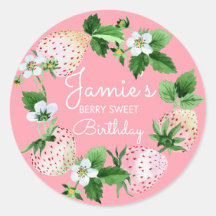 水彩いちごホワイトファースト誕生日パーティー