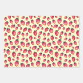 水彩いちご柄ハンドボ絵を描ホー ラッピングペーパーシート (正面3)
