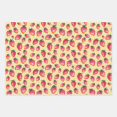 水彩いちご柄ハンドボ絵を描ホー ラッピングペーパーシート (正面3)