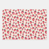 水彩いちご柄ハンドボ絵を描ホー ラッピングペーパーシート (正面2)