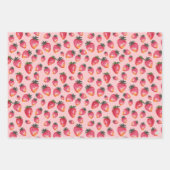 水彩いちご柄ハンドボ絵を描ホー ラッピングペーパーシート (正面)