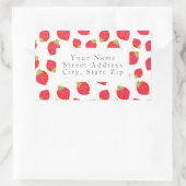 水彩いちご模様住所 シール (バッグ)