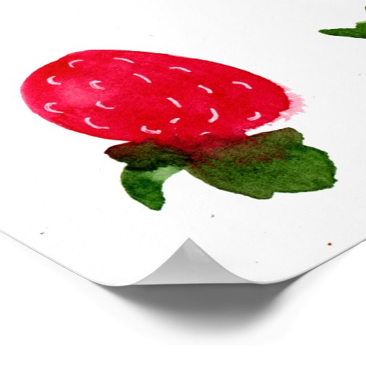 水彩いちご模様 ポスター (角)