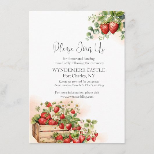 水彩いちご結婚の エンクロージャーカード (正面)