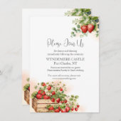 水彩いちご結婚の エンクロージャーカード (正面/裏面)