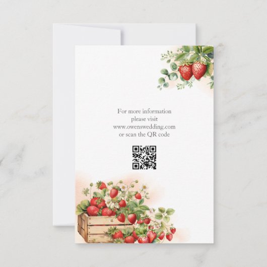 水彩いちご結婚の 出欠カード (裏面)