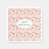 水彩いちご花模様ベビーシャワー スタンダードカクテルナプキン (正面)