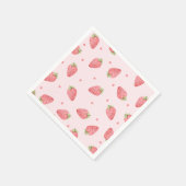 水彩いちご誕生日パーティーピンクベリー スタンダードカクテルナプキン (角)