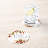 水彩いちご踊り ラウンドペーパーコースター (インサイチュ)