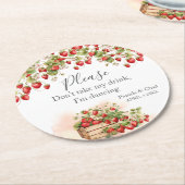 水彩いちご踊り ラウンドペーパーコースター (アングル)