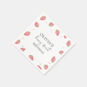 水彩いちご1st誕生日パーティーベリー スタンダードカクテルナプキン (角)