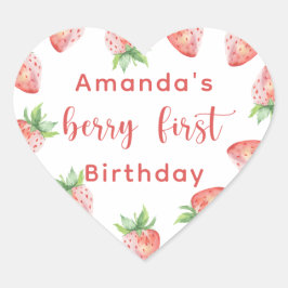 水彩いちご1st誕生日パーティー ハートシール
