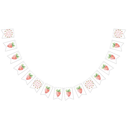 水彩いちご1st誕生日パーティー バンティングフラッグ (全)