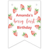 水彩いちご1st誕生日パーティー バンティングフラッグ (第1の旗)