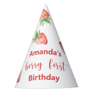 水彩いちご1st誕生日パーティー パーティーハット