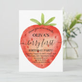 水彩いちご1st誕生日パーティー 招待状 (スタンド正面)
