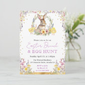 水彩うさぎと春の花 イースター 招待状 (スタンド正面)