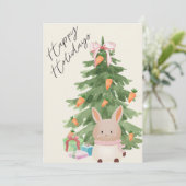 水彩うさぎの木 ペット愛好家のためのクリスマス フラット シーズンカード (スタンド正面)