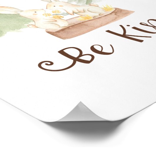 水彩うさぎの森の友達に優しく 赤ちゃん部屋 ポスター (角)