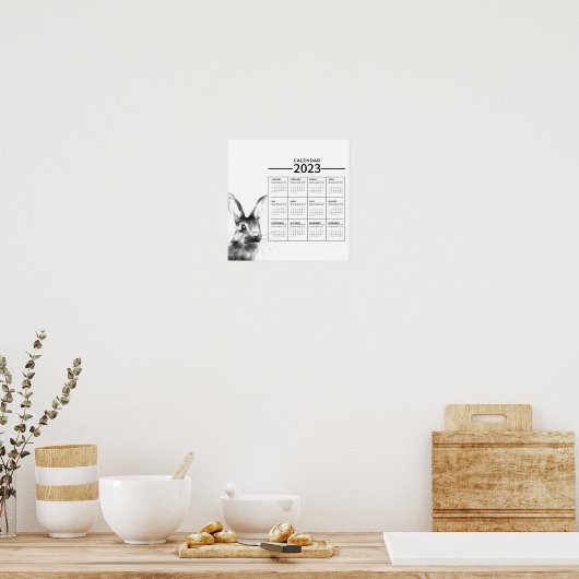 水彩うさぎ年カレンダーポスター 2023 ポスター (キッチン)