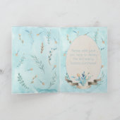 水彩うさぎ、卵、花とバスケット カード (内部)