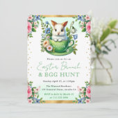 水彩うさぎ 春の花 イースター ブランチ 招待状 (スタンド正面)