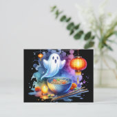 水彩おなかをすかせたゴーストフェスティバル ポストカード (スタンド正面)