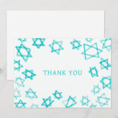 水彩おもしろいアクアスターオブデイヴィッドバーバルミツワー サンキューカード (正面/裏面)