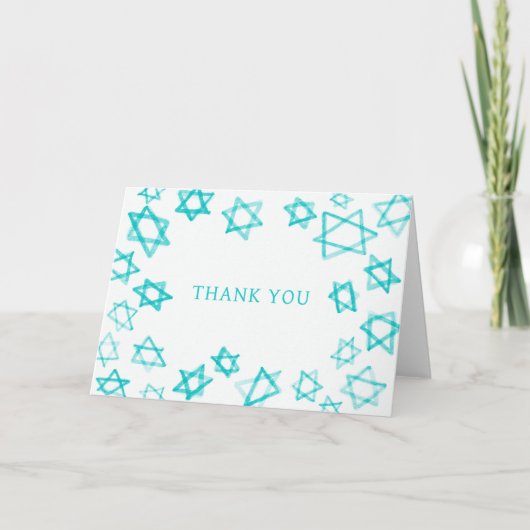 水彩おもしろいアクアスターオブデイヴィッドバーバルミツワー サンキューカード (正面)